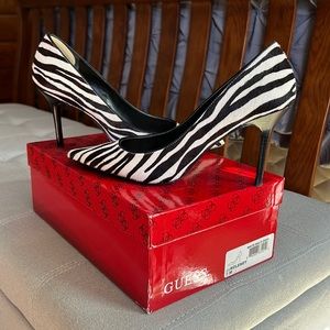 Guess Zebra Hair Print Heels 7M